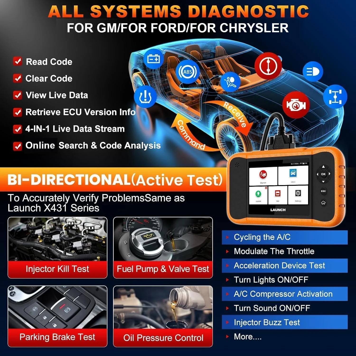 Launch X431 Creader Elite 2.0 FGC OBD2 Scanner - Image 3