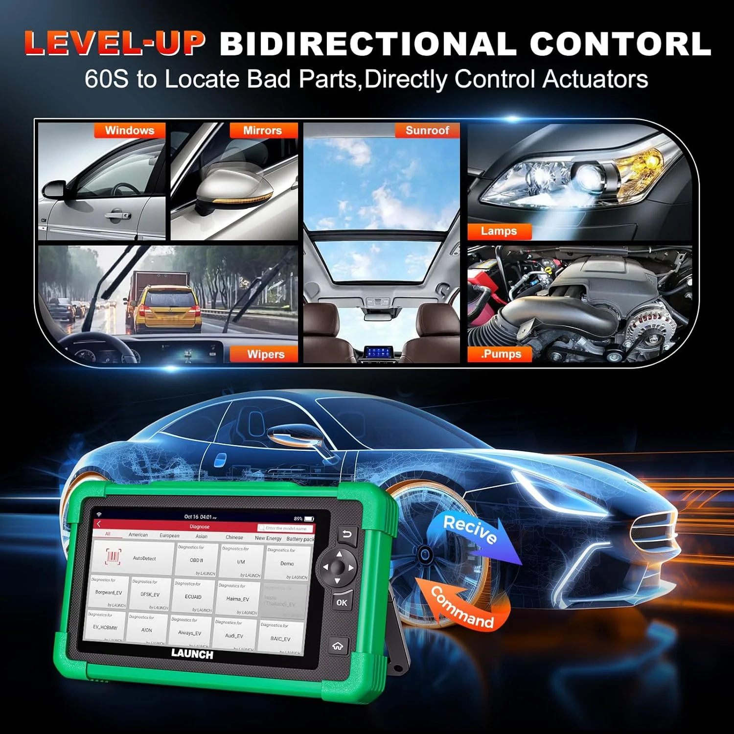LaunchX431 CRP919 EV Bidirectional Scan Tool for Electric Vehicles New Energy Cars - Image 3